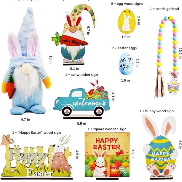 Farmhouse Wooden Easter Tiered Tray Decorations - 14Pcs - Picture 4 of 6